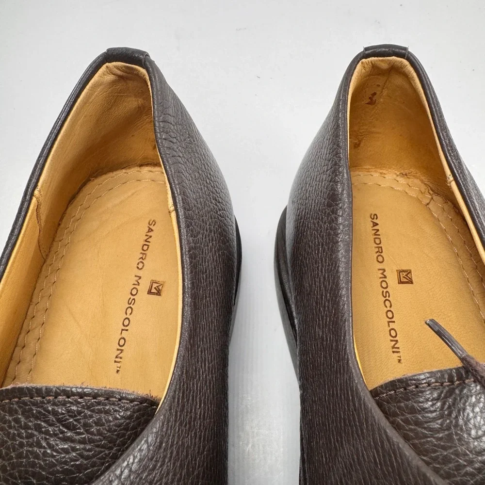 Sandro Moscoloni Vineyard Merlot Brown Pebbled Leather Moc Toe Oxfords Mens 11 D